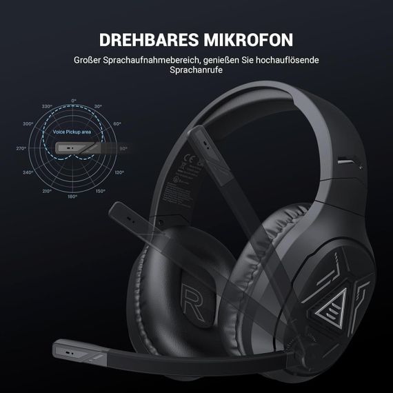 Беспроводная игровая гарнитура Bluetooth 2,4 ГГц, 3,5 мм наушники накладные полноразмерные для PC PS4 PS5 Mac | Зображення 6