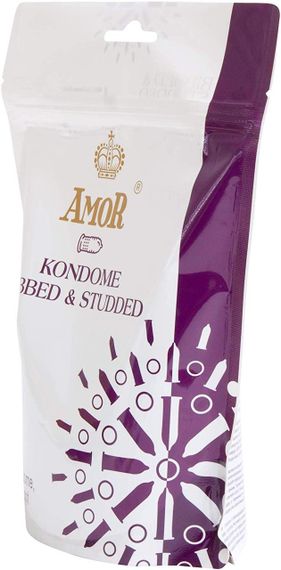 Презервативи - Amor Ribbed & Studded, 50 шт. Sex Aura | Зображення 1