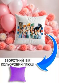 Подушка плюшева Мерч Крафт Дизайн з принтом аніме Bleach 02 бузковий плюш квадратна 33х33 см