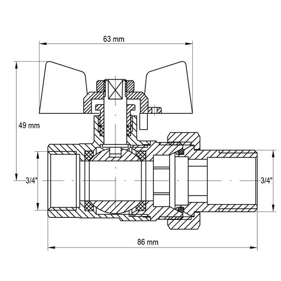 Кран з американкою 3/4" (Koer KR.227.W) білий (KR0097) | Зображення 1
