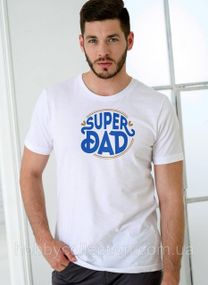 Футболка чоловіча із принтом "Super DAD" біла