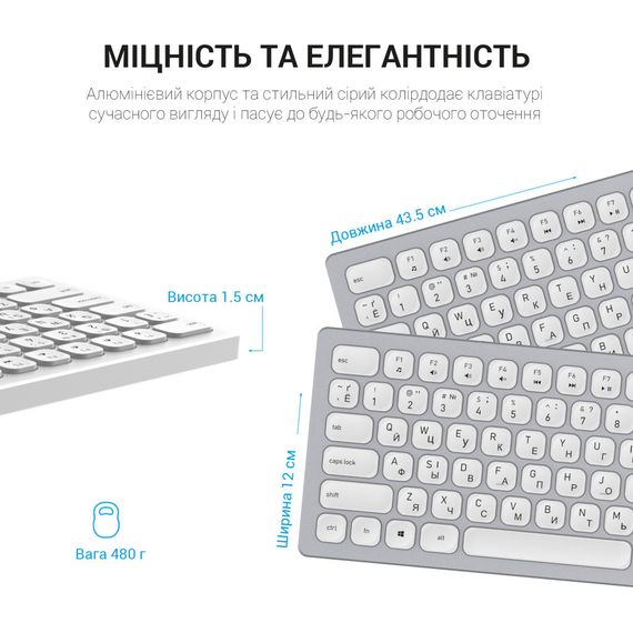 Клавіатура OfficePro SK1550 Wireless White (SK1550W) | Зображення 6