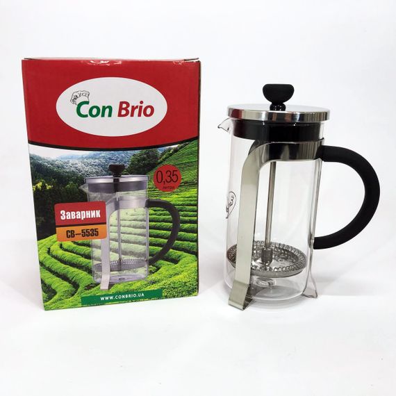 Заварник 350 мл скло + нержавіюча сталь Con Brio CB-5535, Чайник для заварювання трав гарний | Зображення 8