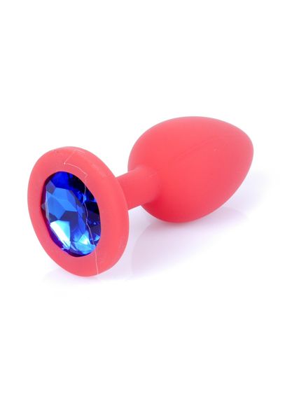 Анальна пробка - Jewellery Silicone Red Plug S Blue | Зображення 1