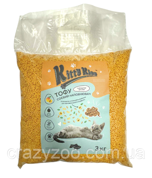 Наповнювач для котячого туалету Kitty Kiss Tofu соєвий тофу з ароматом персика 3 кг KK8245