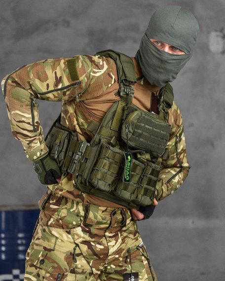 Тактическая плитоноска с четырьмя точками быстрого сброса  Asdag oliva  РН6329 | Зображення 1