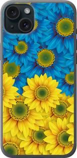 Чохол на iPhone 15 Plus Жовто-блакитні квіти із силікону FCh_006883