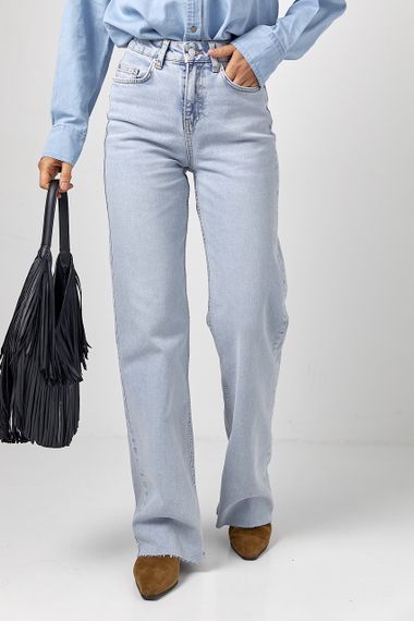 Джинси Straight прямого крою з необробленим низом - небесно-блакитний цвет, 42р (є розміри)