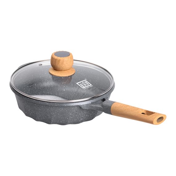 Алюминиевый сотейник 2,7 л с мраморным антипригарным покрытием Ø 24 см сотейник с толстым дном MGC серый | Зображення 4