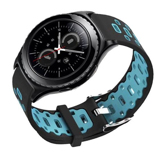 Спортивний ремінець Primo Perfor Classic для годинника Samsung Gear S2 Classic SM-R372 / R735 - Black&Blue | Зображення 1