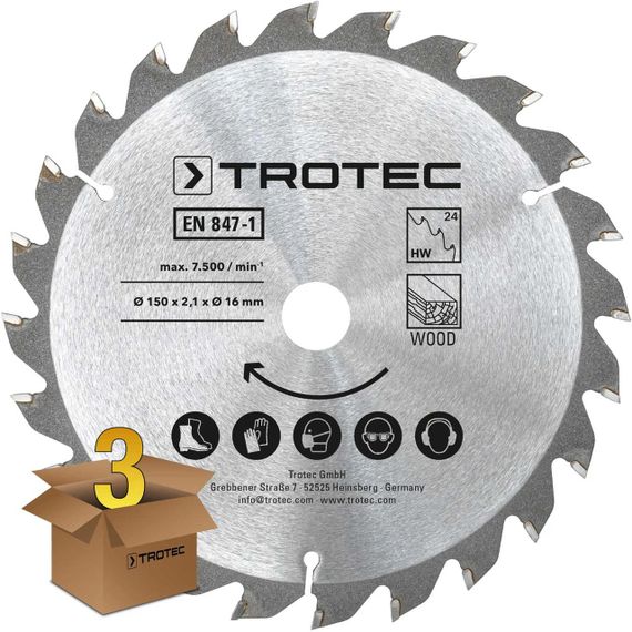 Диск пиляльний Trotec 150х16х2,1 HW24 Wood (3 шт) (6215001320) | Зображення 1