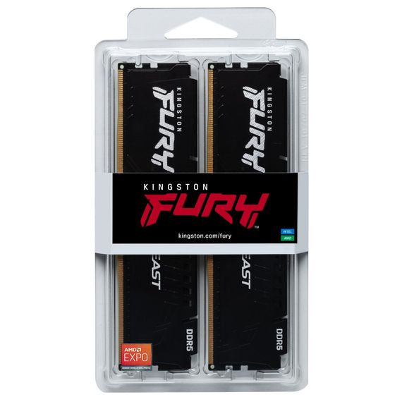 Модуль пам'яті для комп'ютера DDR5 64GB (2x32GB) 6000 MHz Beast Black XMP Kingston Fury (ex.HyperX) (KF560C30BBK2-64) | Зображення 4