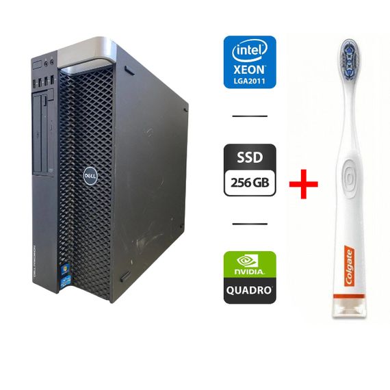 Робоча станція Dell Precision T5600 Tower / 2x Intel Xeon E5-2650L (8 (16) ядер по 1.8 - 2.3 GHz) / 32 GB DDR3 / 256 GB SSD / nVidia Quadro K620, 2 GB GDDR3, 128-bit / DVD-ROM б/в + Подарунок Розумна інтерактивна зубна щітка Colgate Connect M1 / Bluetooth