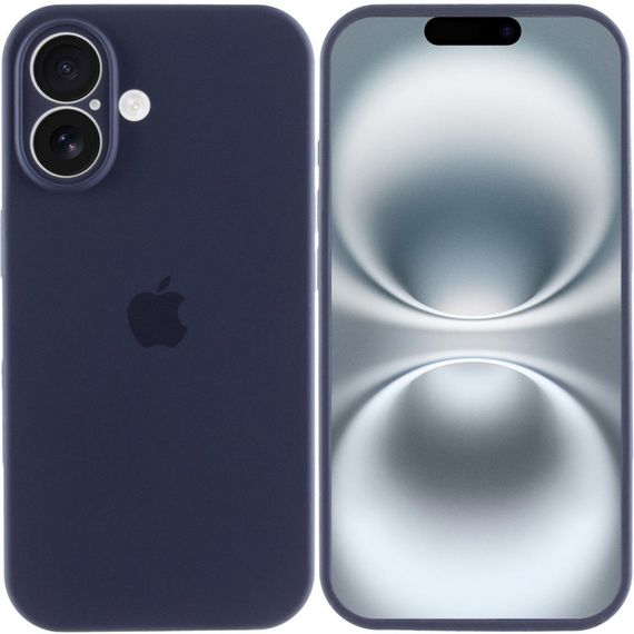 Чехол Silicone Case Full Camera Protective (AA) для Apple iPhone 16 (6.1") Темно-синий / Midnight blue | Зображення 1