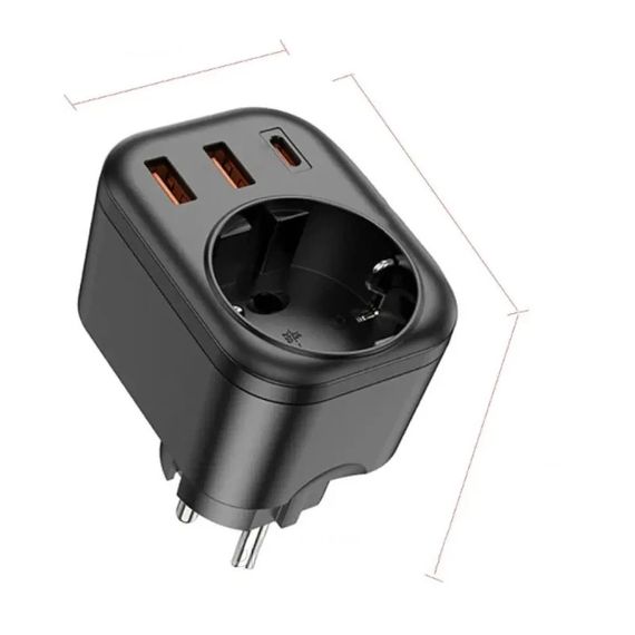 Мережевий зарядний пристрій 4в1, 4000Вт, USB-C, 2хUSB-A + розетка 220В, XPRO (234570650_306) | Зображення 7