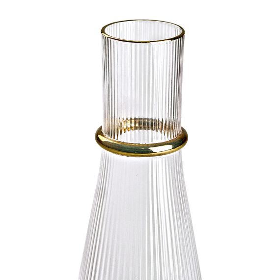 Стеклянный графин для воды, 1 литр, с золотым ободком | Зображення 1