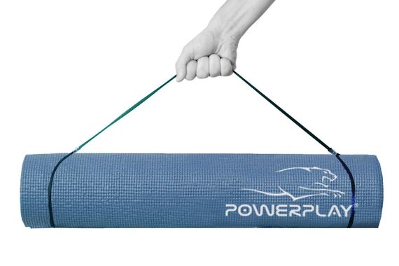 Килимок для йоги та фітнесу PowerPlay 4010 PVC Yoga Mat Темно-синій (173x61x0.6) | Зображення 1