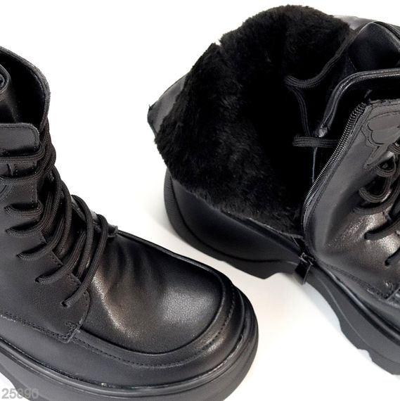 Черные зимние высокие ботинки натуральная кожа доступная цена | Зображення 2