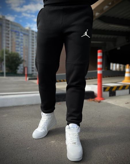 Зимний спортивный костюм Jordan с начесом черный худи + черные штаны RD025/RD027 | Зображення 3