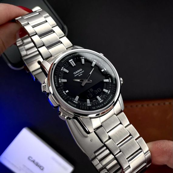 Класичний Чоловічий годинник Casio AMW-880D-1A стальний, водонепроникний, Японія | Зображення 9