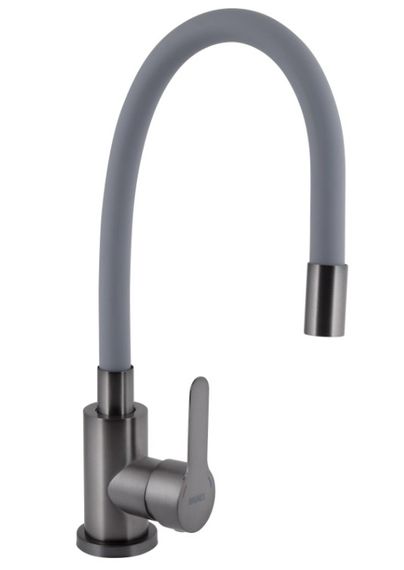 Змішувач для кухні Brinex Pure 015F3 з гнучким виливом Graphite/Grey BRIPUR015F3GRG