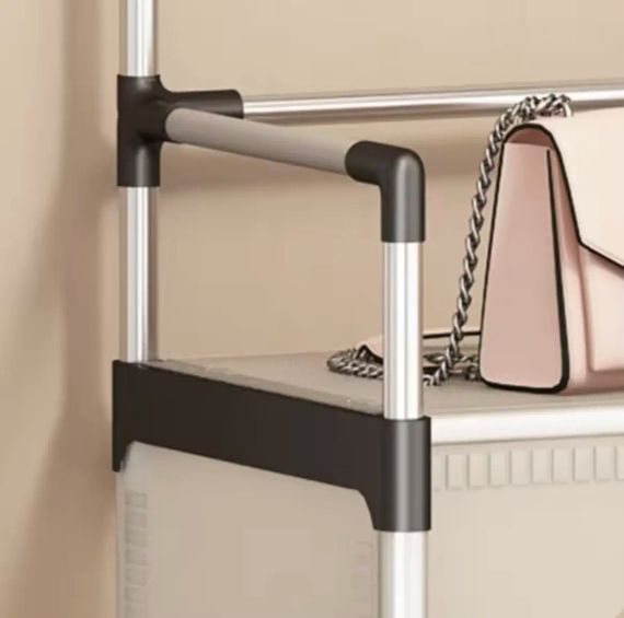 NEW Железная вешалка для одежды + подставка для обуви, 2 в одном, 4 полки  Бежевая | Зображення 3