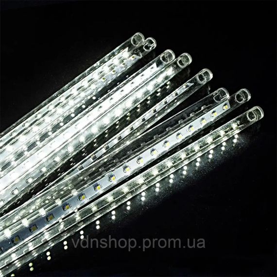 Гірлянда бурульки прозорий шнур 8 шт, 50 см, білі | Зображення 2