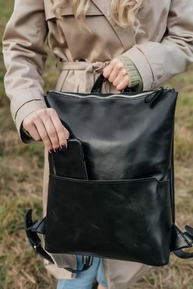 Шкіряний рюкзак Skin and Skin Flatrock L Чорний (BP09BL-L) | Зображення 7