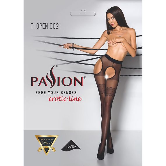Еротичні колготки Passion TIOPEN 002 3/4 (20 den), black, імітація панчох і пояса | Зображення 4