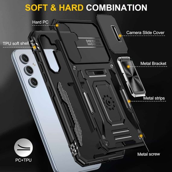 Ударопрочный чехол Camshield Army Ring для Samsung Galaxy S23+ Черный / Black | Зображення 2