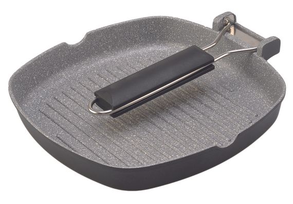 Сковорода-гриль антипригарна Con Brio Eco Granite 20 см CB-2003 алюмінієва рифлена для всіх плит | Зображення 1