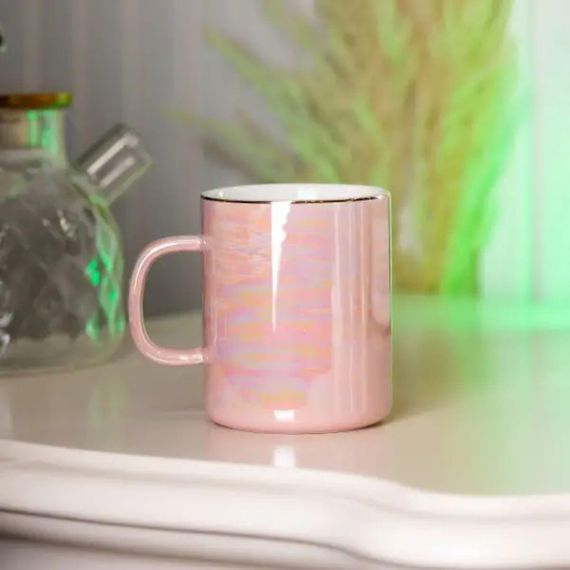 Чашка фарфоровая Glaze 420мл в зеркальной глазури Розовый HPCYM0763P | Зображення 1