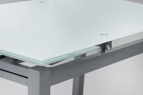 Стеклянный раскладной стол Венди XS-1025 белый на серых металлических ногах, 80-130х65 см | Зображення 6