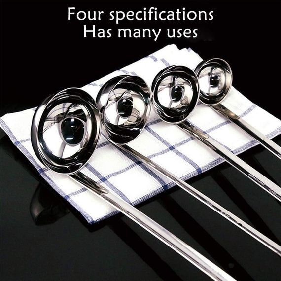 Ополоник для супу з неіржавкої сталі, 4 шт., ложка для соусу на 1/2/3/4 унції, металевий ополоник | Зображення 4