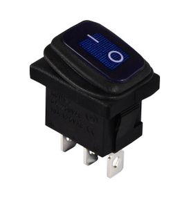 Переключатель KCD1-2-101WN BL/B 220V 1 клавиша синяя с подсветкой влагозащищенная Ny95500693