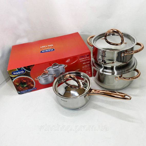 Набор кастрюль с инновационным антипригарным покрытием MAGIO MG-1201 6 шт, Хороший набор кастрюль NG-49 | Зображення 2