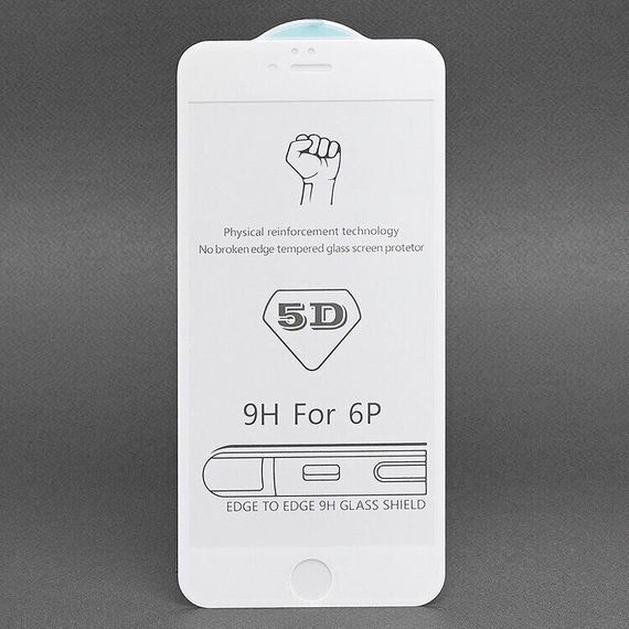 Захисне скло Full Cover 5D для iPhone 6 Plus колір Білий
