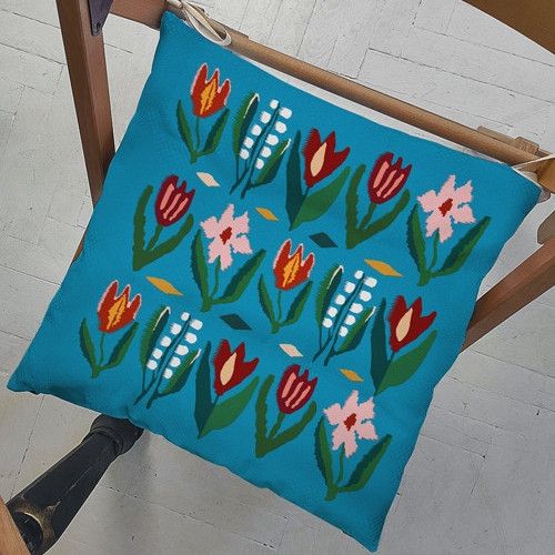 Подушка на стул Весна червона 40x40x4 см (PZ_TR012)