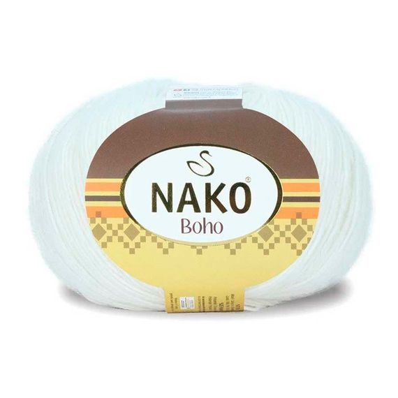 Шкарпеткова пряжа Nako Boho, білий 208