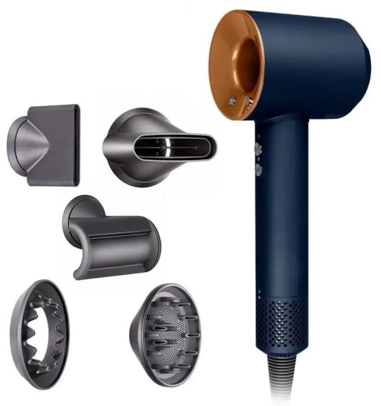 Фен Super Hair Dryer синій з іонізацією та турборежимом 5 насадок (Y-43)