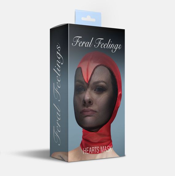 Маска серце сітка із повністю закритим обличчям Feral Feelings - Hearts Mask Red/Black | Зображення 1