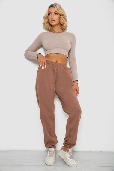 Спортивные штаны женские на флисе, цвет мокко, 238R58672 | Зображення 1