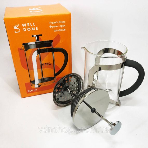 Заварники для заварювання чаю з пресом, Заварник прозорий, Френч-прес місткий, Чайник прес для чаю JY-30 | Зображення 8