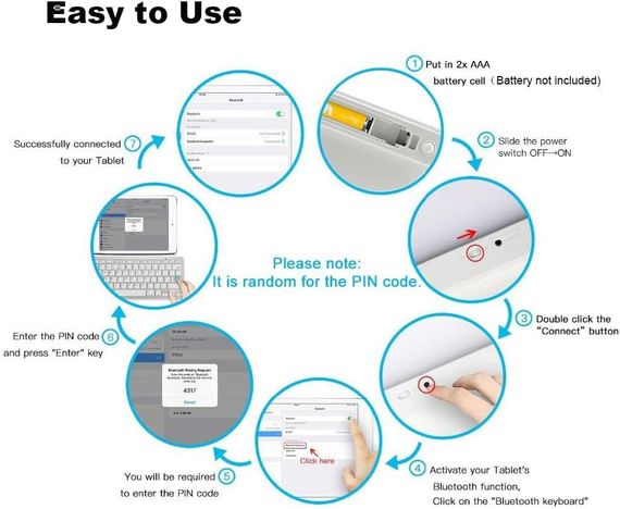 Беспроводная Bluetooth клавиатура 78 клавиш, серебристая, QWERTZ, для ноутбука, планшета, iOS Android Windows | Зображення 6