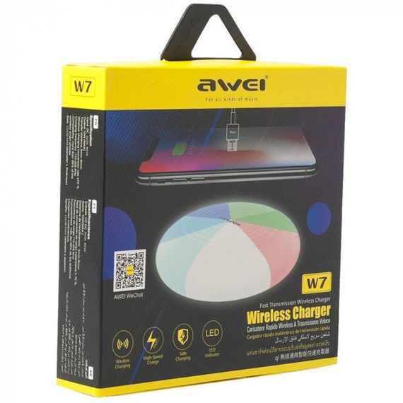 Зарядное устройство для телефона беспроводное COLOR Awei W7 / Зарядное устройство беспроводное быстрое / | Зображення 1