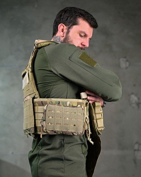 Качественная плитоноска 4 сброса с напашником Attack мультикам  ПП7563 | Зображення 6