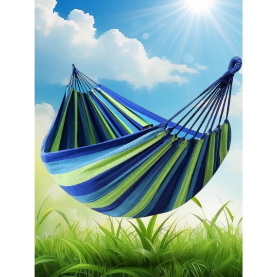 Гамак гавайський підвісний без планки 80x200 см, туристичний гамак для відпочинку, синій та червоний | Зображення 2