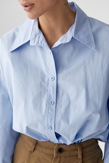Широка класична сорочка на ґудзиках - блакитний цвет, ONE SIZE (є розміри) | Зображення 3