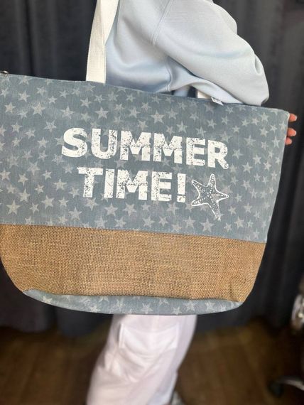 Женская большая пляжная сумка одно отделение на молнии AV013 размер 40/36, серая