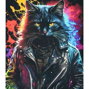 Алмазная мозаика "Брутальный кот в курточке" 40х50 см